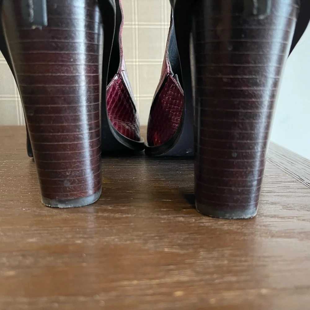 Tibi Burgundy and Black Cutout Booties, size 38